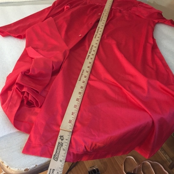 Vintage Red Shadowline Robe Nylon Button Front Medium Dressing Gown - Picture 9 of 9